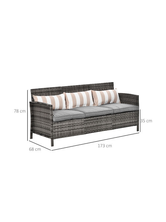 Tree-Seater Sofa Outdoor Rattan with Pillows 173x68x78cm