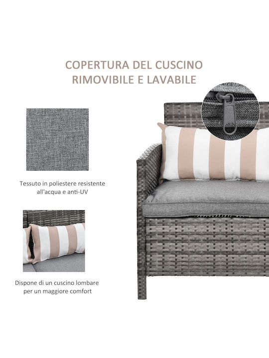 Tree-Seater Sofa Outdoor Rattan with Pillows 173x68x78cm