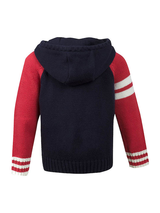 Knitted hooded cardigan for boys blue Minoti