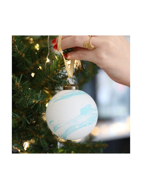 Tree ball glass light blue marble