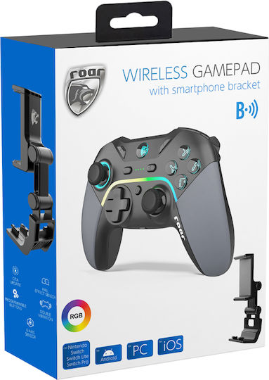 Roar RR-0022 Ασύρματο Gamepad για Android / PC / Switch / iOS Μαύρο