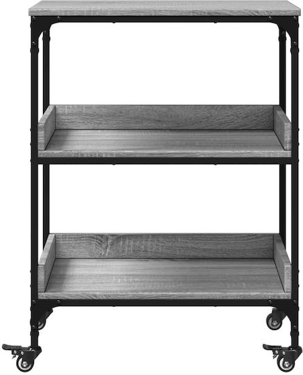 vidaXL Wooden Kitchen Trolley 3 Tiers Gray 60x41x80.5cm