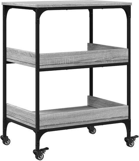 vidaXL Wooden Kitchen Trolley 3 Tiers Gray 60x41x80.5cm