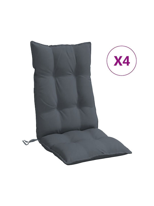 vidaXL Waterproof Garden Chair Cushion with Back Gray 4pcs 50x120cm.