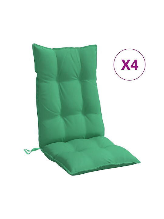 vidaXL Waterproof Garden Chair Cushion with Back Green 4pcs 50x120cm.