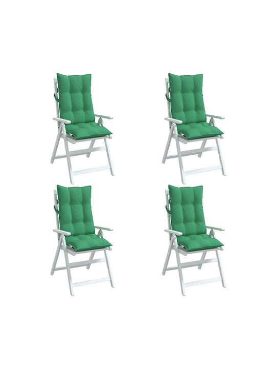 vidaXL Wasserdichtes Gartenstuhlkissen mit Rückenlehne Grün 4 Stück 50x120cm