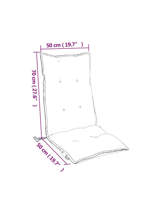 vidaXL Αδιάβροχο Μαξιλάρι Καρέκλας Κήπου με Πλάτη Πολύχρωμο 6τμχ 50x120εκ.