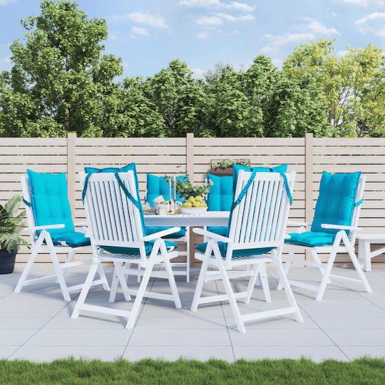 vidaXL Waterproof Garden Chair Cushion with Backrest Turquoise 6 Pieces 50x120cm