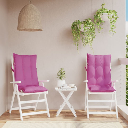 vidaXL Pernă Scaunului De Grădină Cu Spătar Roz Waterproof 2 Buc 50x120 cm