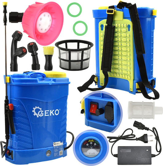 Geko Backpack Sprayer 12V with Battery 12Ah with Capacity 16lt in Light Blue color