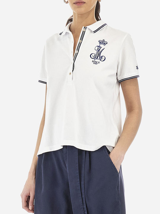 La Martina Damen Polo Bluse Kurzarm White