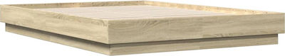 Bed Base Double made of Wood Beige 150x200cm.