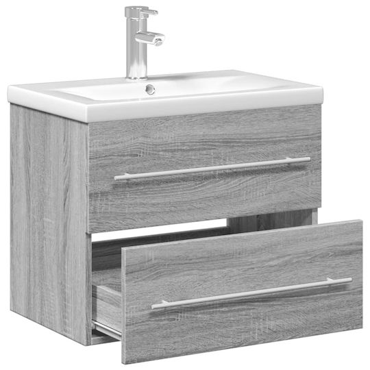 vidaXL Ντουλάπι Πάγκος με Νιπτήρα Μ60xΒ38.5xΥ48cm Γκρι