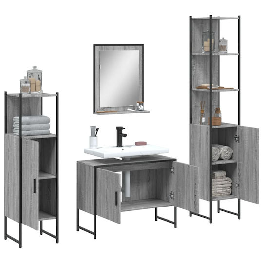 vidaXL Möbelset Waschtisch ohne Waschbecken mit Spiegel L33xB33xH60cm Grey Sonoma