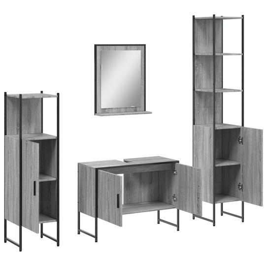 vidaXL Möbelset Waschtisch ohne Waschbecken mit Spiegel L33xB33xH60cm Grey Sonoma