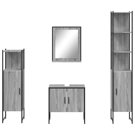 vidaXL Möbelset Waschtisch ohne Waschbecken mit Spiegel L33xB33xH60cm Grey Sonoma