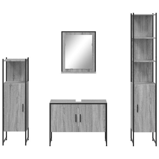 vidaXL Möbelset Waschtisch ohne Waschbecken mit Spiegel L33xB33xH60cm Grey Sonoma