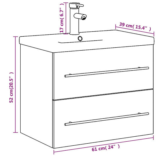 vidaXL Πάγκος με Νιπτήρα Μ60xΒ38.5xΥ48cm Λευκό