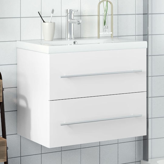 vidaXL Πάγκος με Νιπτήρα Μ60xΒ38.5xΥ48cm Λευκό