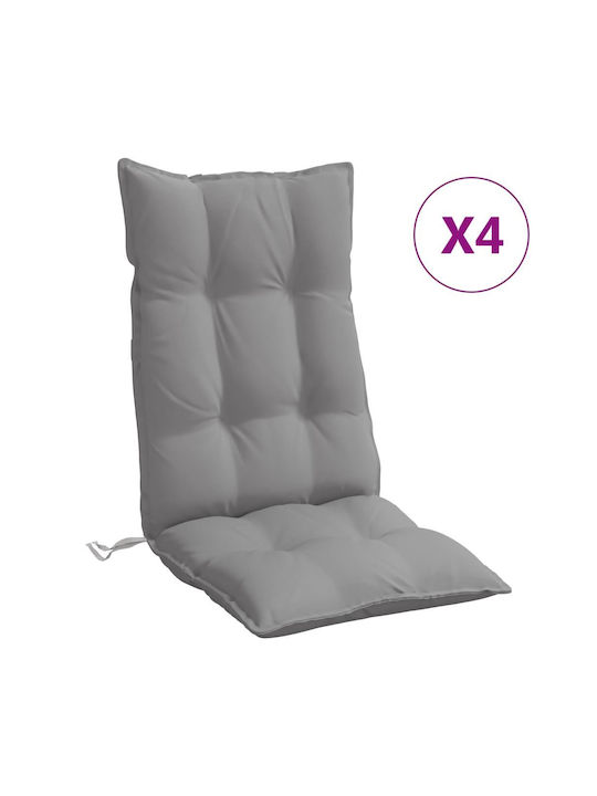 vidaXL Waterproof Garden Chair Cushion with Back Grey 4pcs 50x120cm.