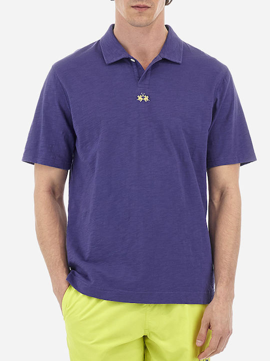 La Martina Men's Short Sleeve Blouse Polo Purple