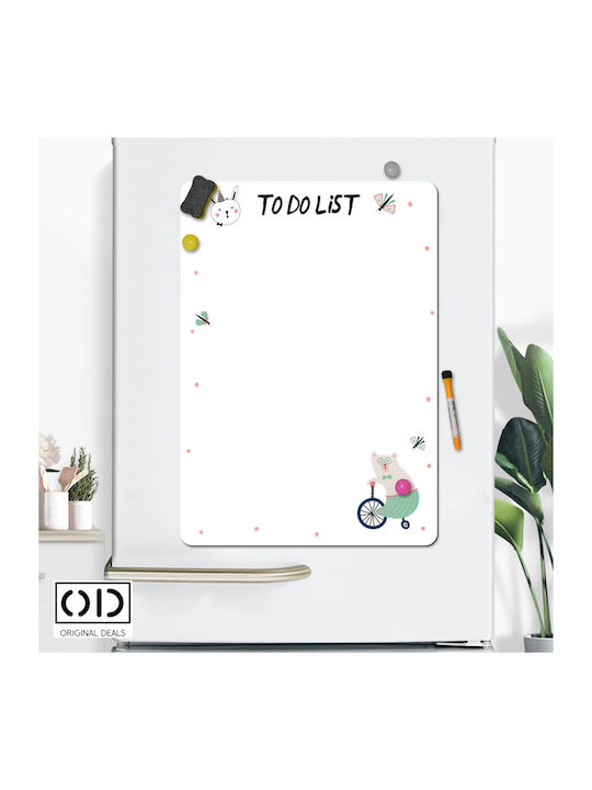 Magnetic Sticker Refrigerator To Do List Tasks Reminder Drawing Coloring 21 X 29.7 Cm White Animal On Bike Original Deals