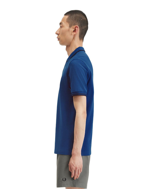 Fred Perry Men's Short Sleeve Blouse Polo Blue