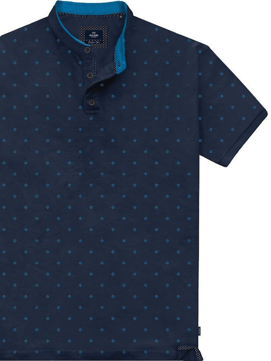 Double Men's Short Sleeve Blouse Polo Blue