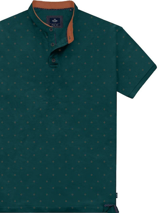 Double Men's Short Sleeve Blouse Polo Forest Green