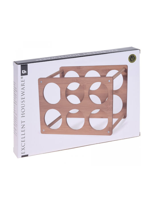 Excellent Houseware Επιδαπέδια Μπουκαλοθήκη Ξύλινη Καφέ 35x24x18.5εκ.