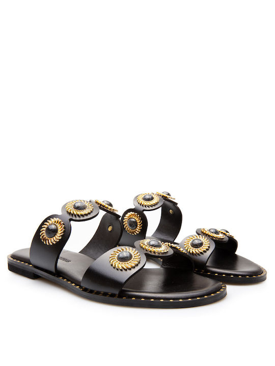 Makis Kotris Damen Flache Sandalen in Schwarz Farbe