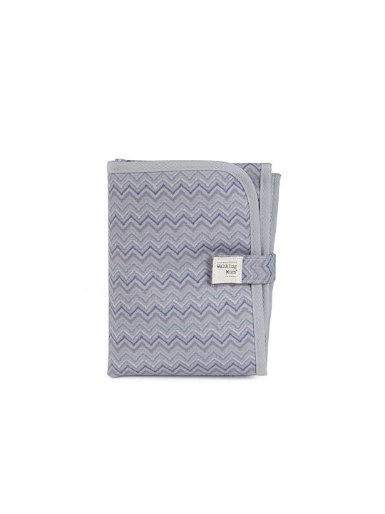 Walking Mum Pad Portabil De Schimbare Zigzag Din Material Gri/Albastru 33x66cm