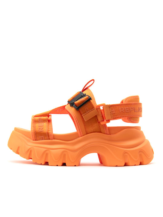 Replay Women's Flat Sandals in Orange Color