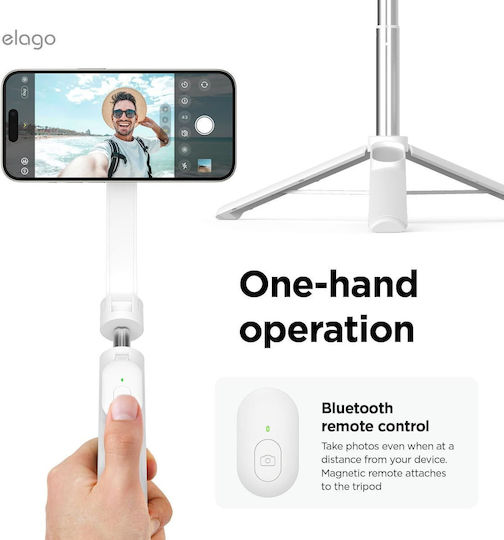 Elago Selfie Stick Cell Phone Tripod with Bluetooth White