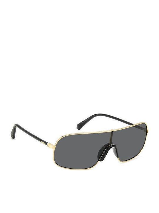 Polaroid Men's Sunglasses with Gold Metal Frame and Gray Lens