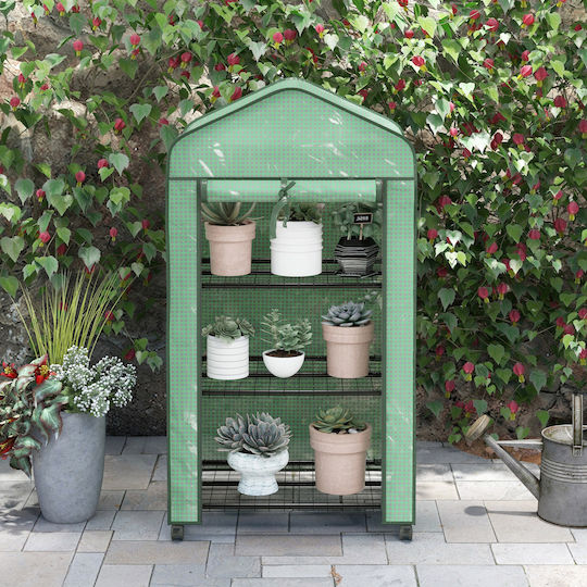 Outsunny Garden Θερμοκήπιο Τύπου Σπίτι και Ράφια 0.69x0.49x1.3m