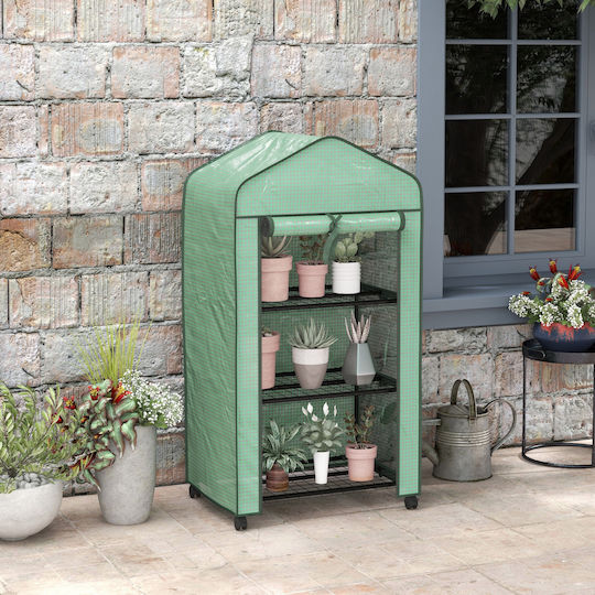 Outsunny Garden Θερμοκήπιο Τύπου Σπίτι και Ράφια 0.69x0.49x1.3m