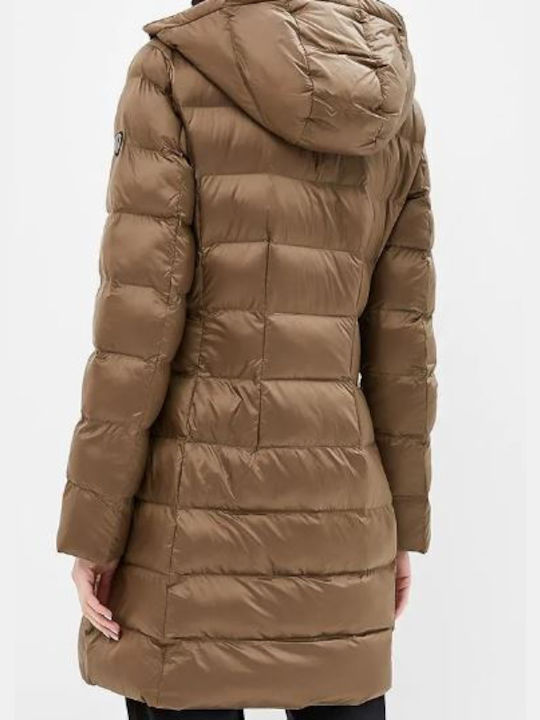 Emporio Armani Scurt Jachetă de femei Puffer pentru iarnă Maro