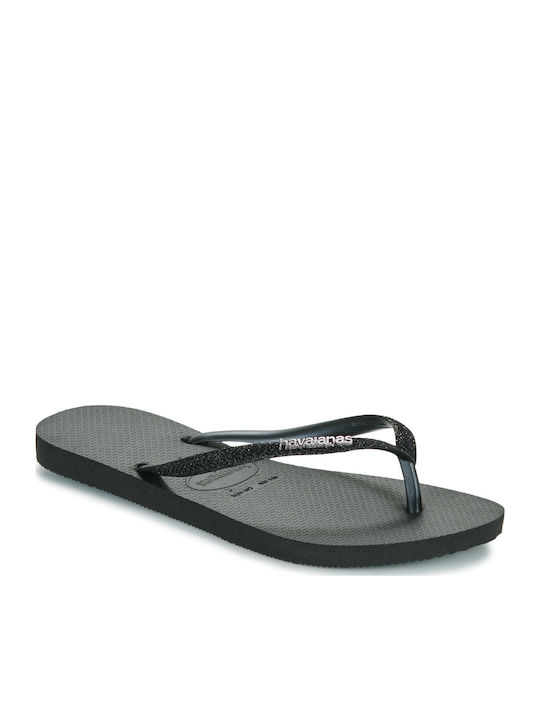 Slim Glitter II Flip Flops in Black Colour
