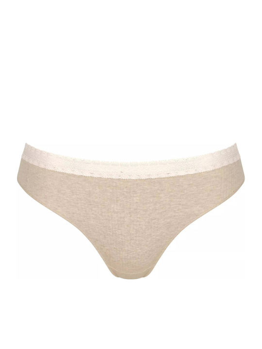 Sloggi Ribbed Tai Baumwolle Damen Slip 2Pack Beige