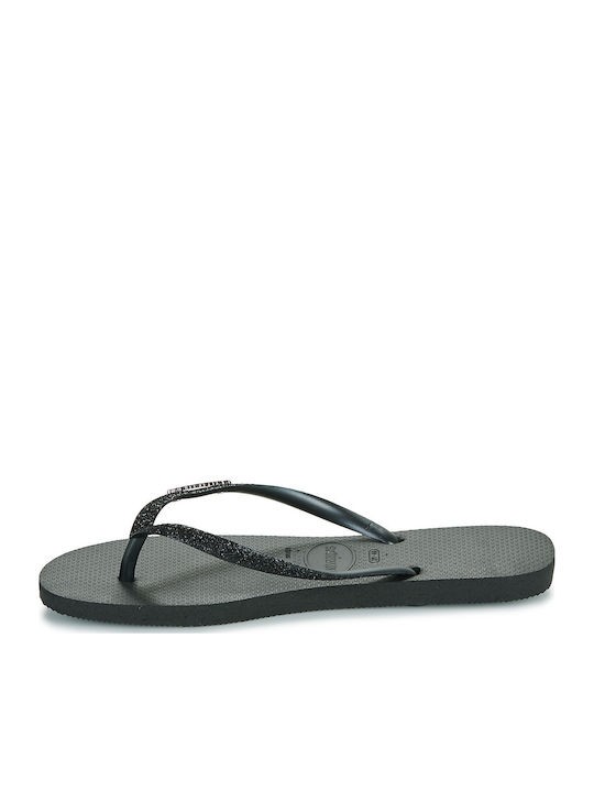 Slim Glitter II Flip Flops in Black Colour