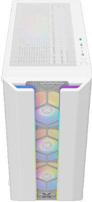 Xigmatek Gaming Y Pro Midi Tower Computer Case with Window Panel and RGB Lighting White