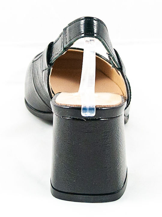 Patent Leather Black Medium Heels