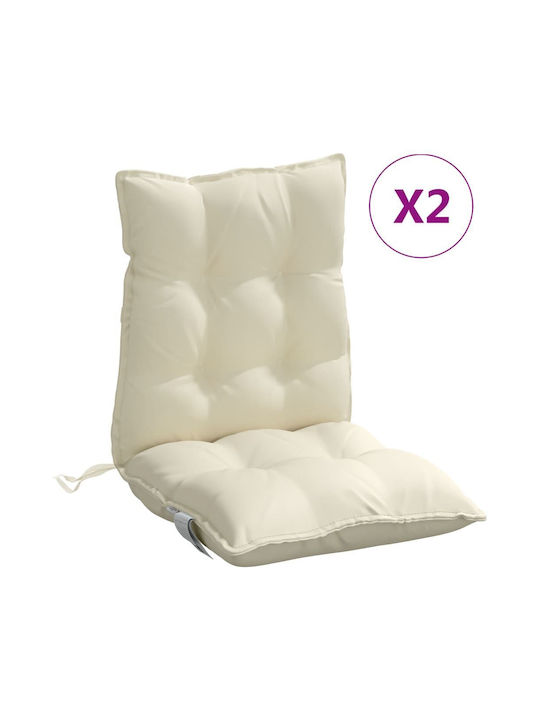 vidaXL Waterproof Garden Chair Cushion Cream 2pcs 50x100cm.