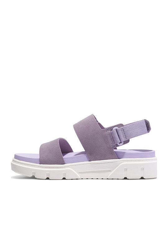 Leather Women's Flat Sandals Anatomic in Purple Color