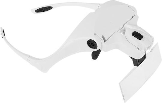 5 Lenses 1.0x-3.5x Loupe Glasses Bracket Headband Magnifier 2 LED Lights Eye Magnification Goggles Magnifying Tool White