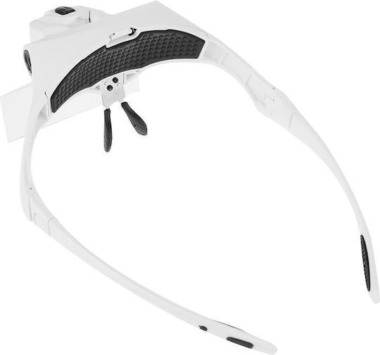 5 Lenses 1.0x-3.5x Loupe Glasses Bracket Headband Magnifier 2 LED Lights Eye Magnification Goggles Magnifying Tool White
