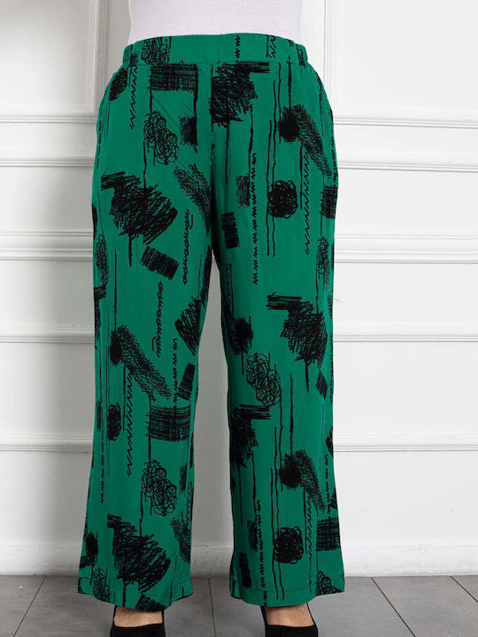 Bubble Chic Femei Tesatura Pantaloni cu Elastic GREEN