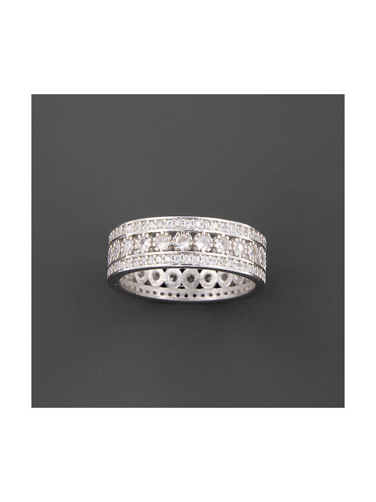 Ios Women's Silver Eternity Ring with Zircon