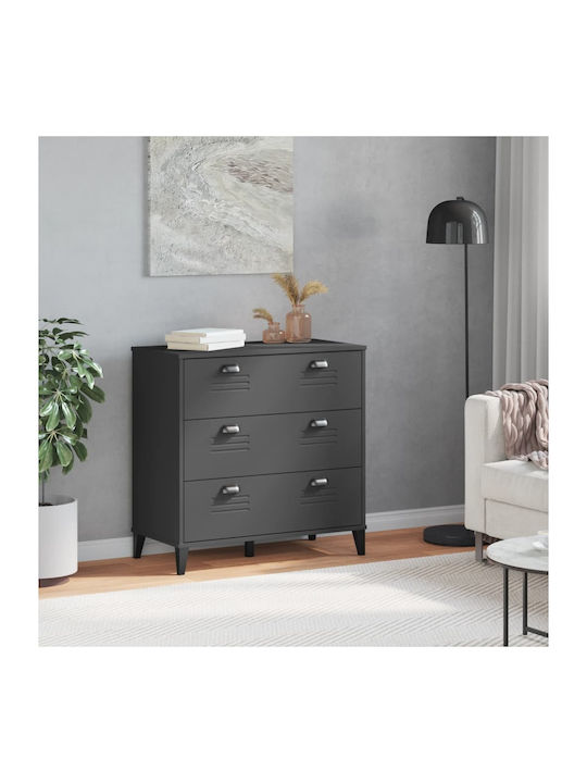 Wooden Chest of Drawers Anthracite 80x40x80cm